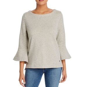 TOMMY BAHAMA Gray Metallic Heathered Sparkling Sand Bell-Sleeve Sweatshirt Small